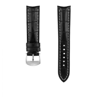 Black alligator leather strap - 20 mm