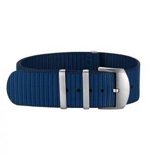 Dark blue Outerknown Econyl®-yarn single-piece strap (with stainless steel keepers) - 22 mm