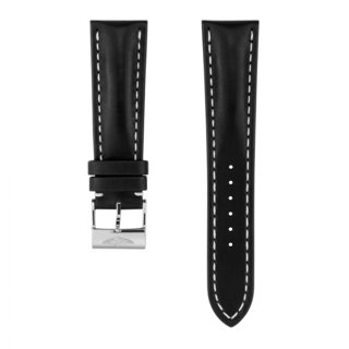 Black novo nappa calfskin leather strap - 24 mm