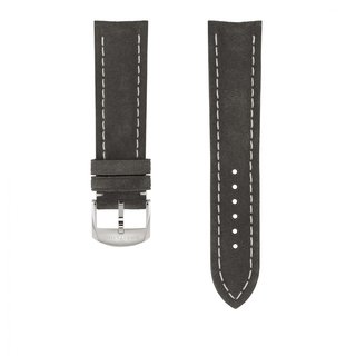 Anthracite nubuck calfskin leather strap - 22 mm