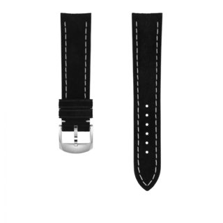 Black nubuck calfskin leather strap - 20 mm