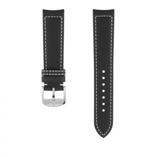 Black drakkar calfskin leather strap - 20 mm