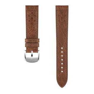 Brown racing-themed calfskin leather strap - 20 mm