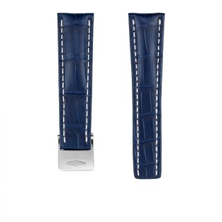 Blue alligator leather strap - 24 mm