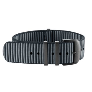 Grey Outerknown Econyl®-yarn single-piece strap (with DLC-coated stainless steel keepers) - 22 mm