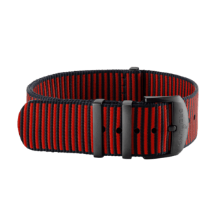 Red Outerknown Econyl®-yarn single-piece strap (with DLC-coated stainless steel keepers) - 22 mm