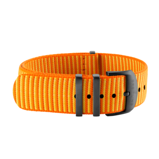 Orange Outerknown Econyl®-yarn single-piece strap (with DLC-coated stainless steel keepers) - 22 mm