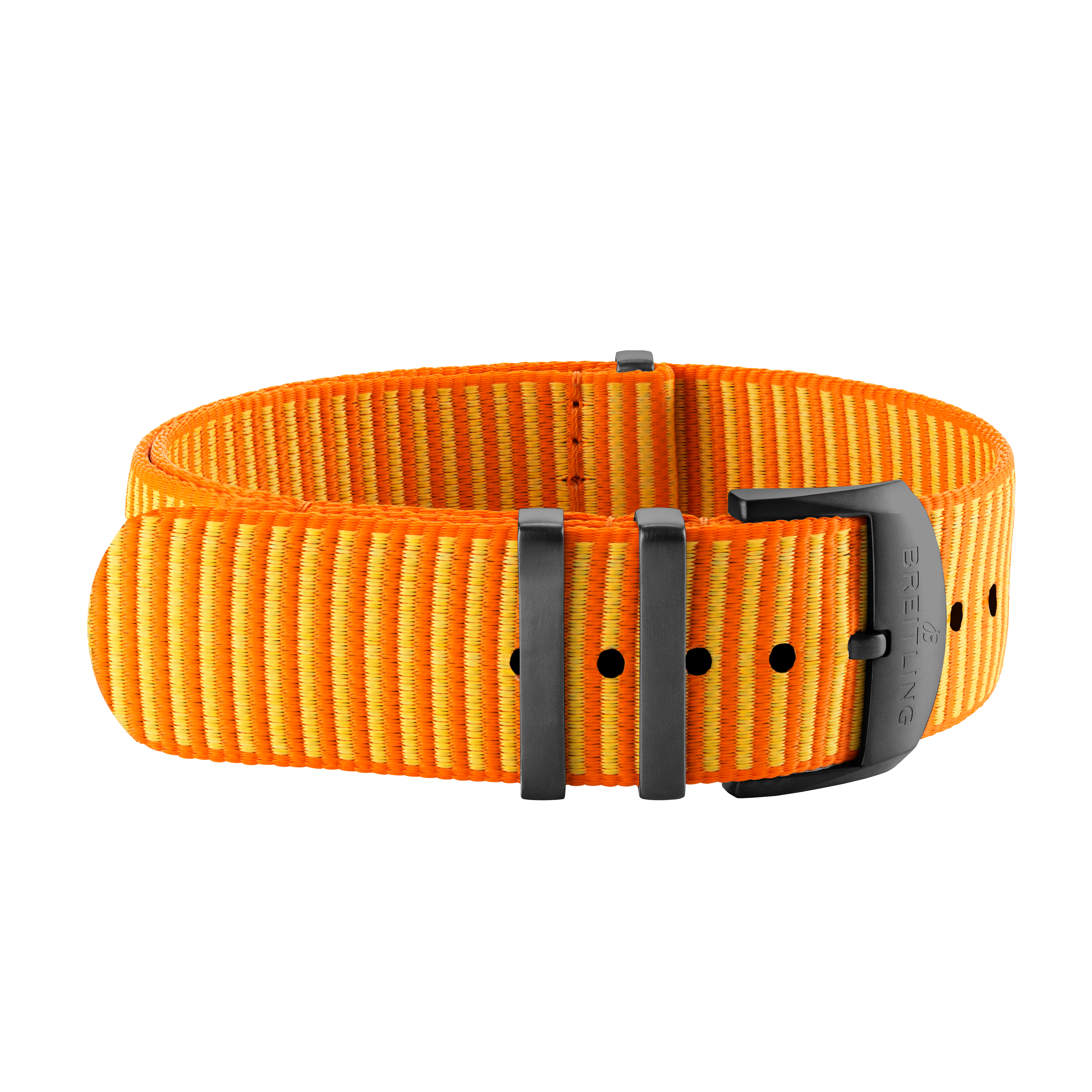 Orange Outerknown Econyl®-yarn single-piece strap (with DLC-coated stainless steel keepers) - 22 mm