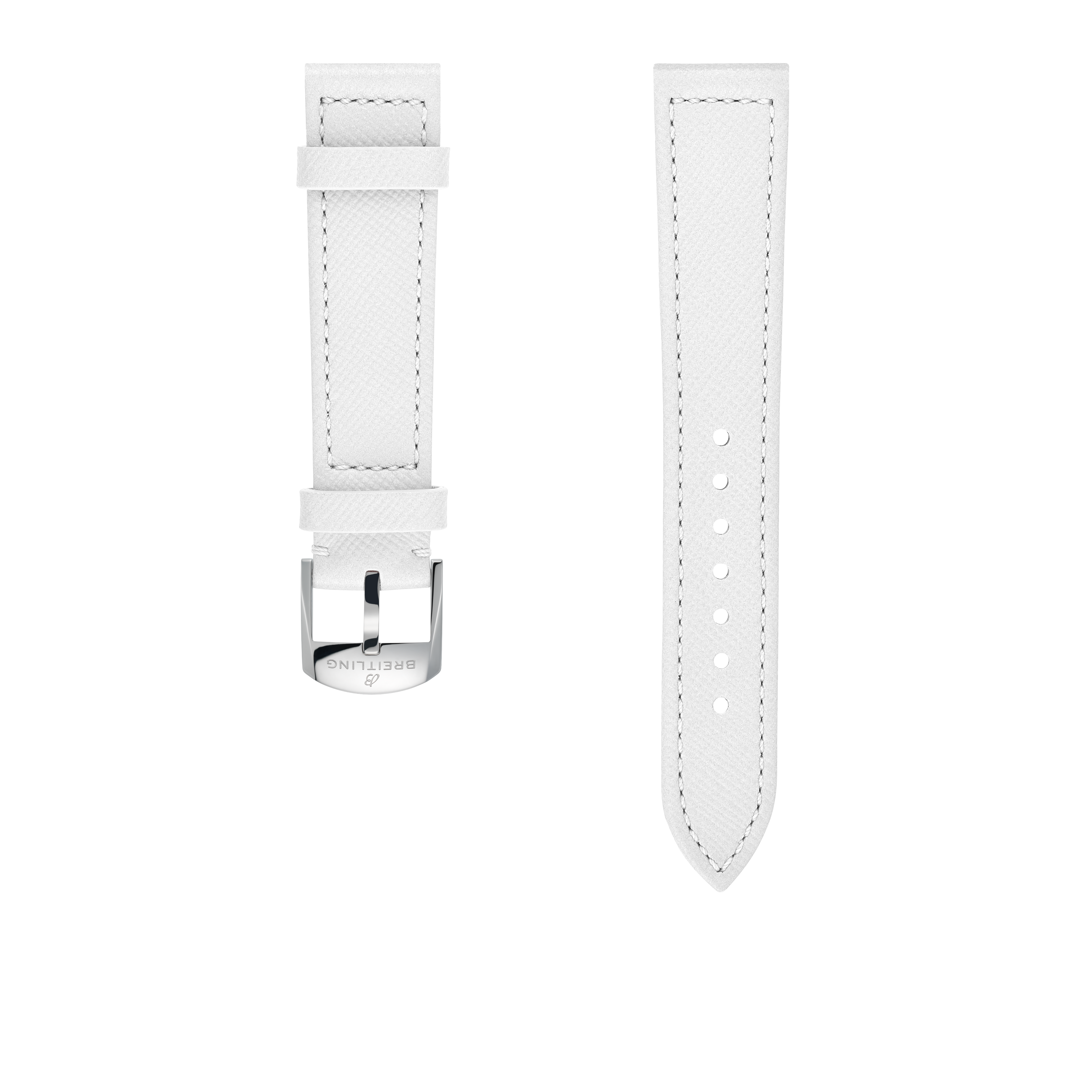 White calfskin leather strap - 18 mm