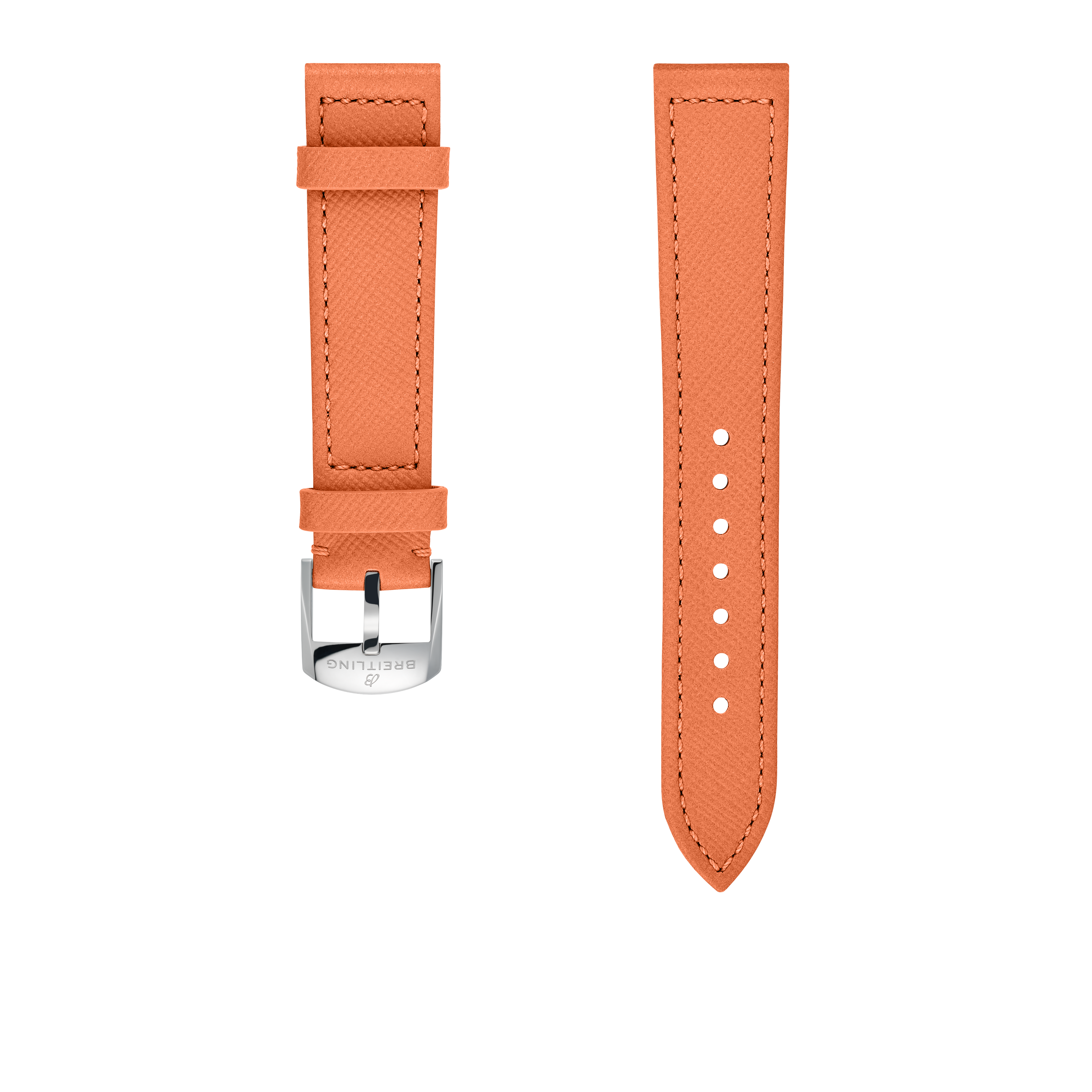 Tangerine calfskin leather strap - 18 mm